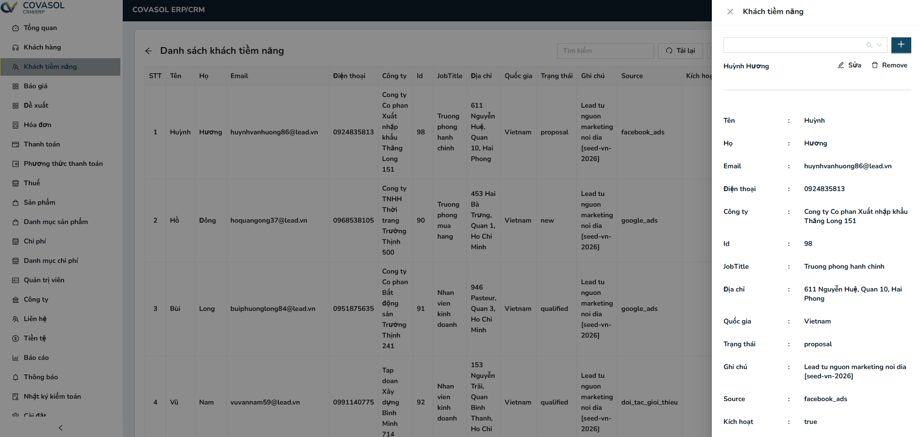 COVASOL MiniERP/CRM | Enterprise Resource Planning - Screenshot 4